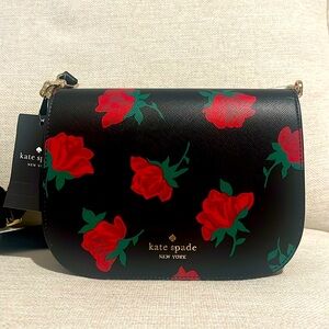 KATE SPADE Madison Rose Toss Printed Saddle Bag